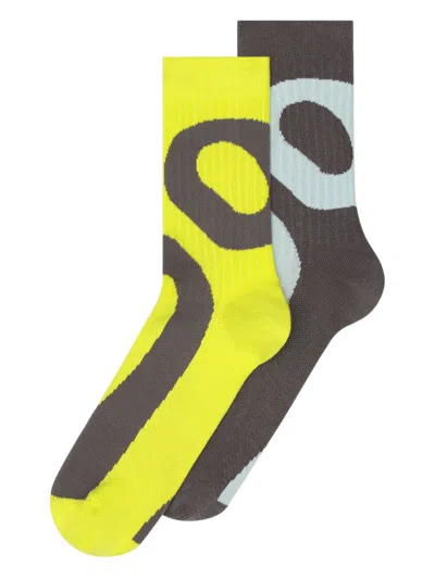 On Logo-patterned Socks (pack Of Two) In Yellow