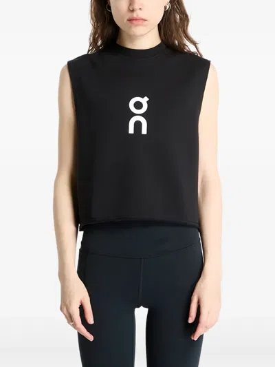 On Running Logo-print Performance Tank Top In Black