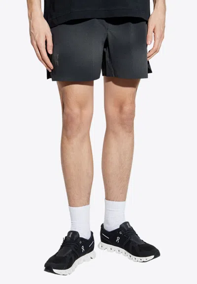 On Running Logo Print Track Shorts In Black