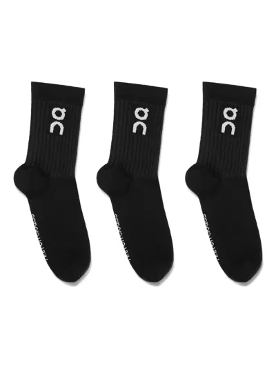 On Running Kids' Logo Socks (pack Of Three) In Black