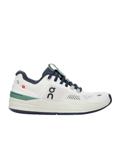 On Running Low-top Mesh Sneakers In White And Navy.