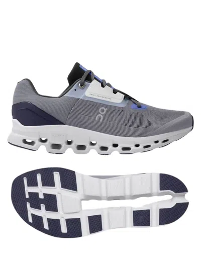 On Running Men's Cloudstratus Running Shoes - D/medium Width In Fossil/midnight In Grey