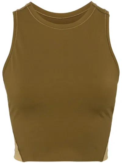 On Running Movement Panelled Crop Top In Neutrals