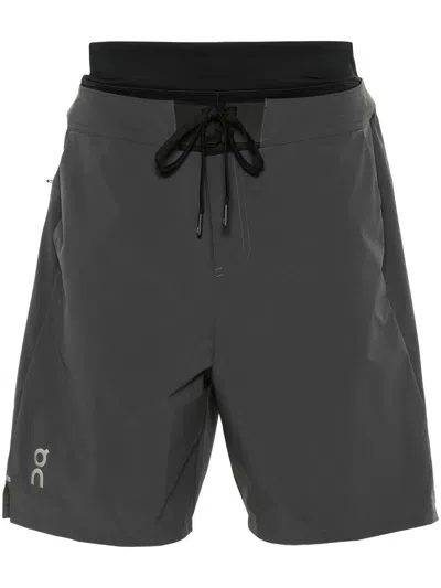On Hybrid Logo-print Shorts In Shadow