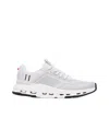 On Running Sleek Fabric Sneakers With Rubber Sole In White