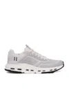 On Running Sleek Fabric Sneakers With Rubber Sole In White