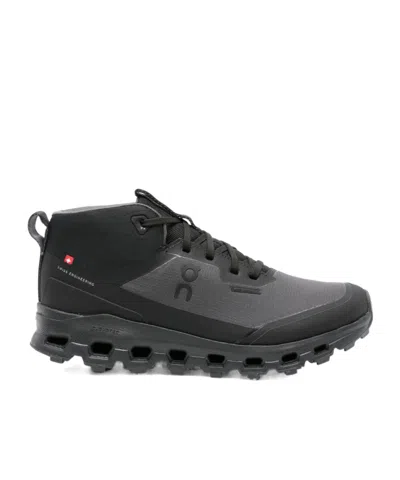 On Running Cloudroam Waterproof Panelled Ankle Trainers In Black Fabric