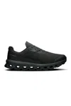 On Running Black Sneakers With Breathable Mesh Upper And Distinctive Sole In Black