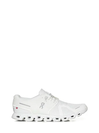 On Running Mesh Upper Flat Sole Sneakers In White