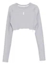 On Running Train Long- Sleeved Crop Top In Purple