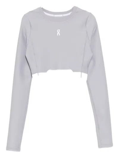 On Running Train Long- Sleeved Crop Top In Purple