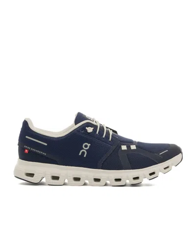 On Breathable Technical Fabric Sneakers With Cushied Sole In Blue
