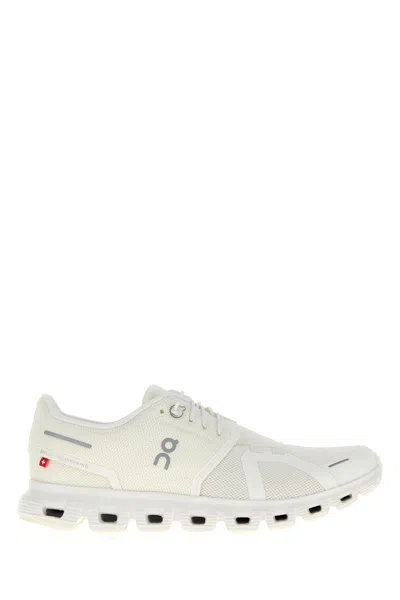 On Running White Mesh Cloud 6 Sneakers