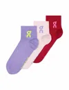 On Women's Logo Sock Mid 3p In Purple