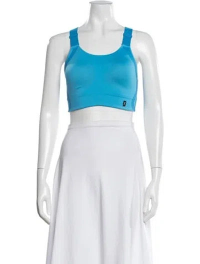 Pre-owned On Scoop Neck Sleeveless Sports Bra In Blue/white
