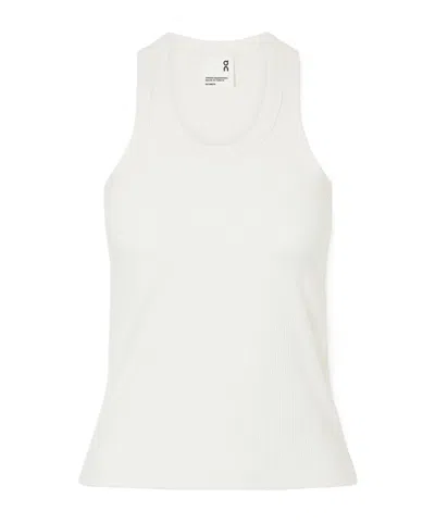 On Sleeveless Knit Tank Top In White