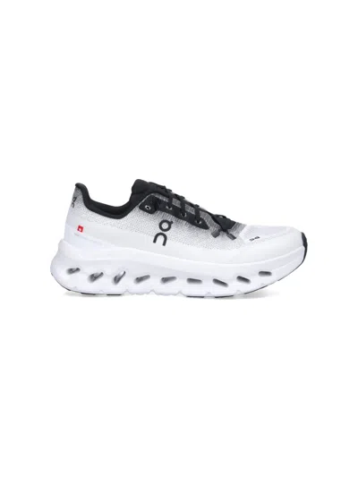 On Low Top Sneakers With Mesh Upper And Rubber Outsole In White