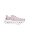 On Soft Pink Fabric Sneakers With Ctrasting Embroidered Logos In Pink