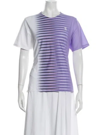 Pre-owned On Striped Crew Neck T-shirt In Purple