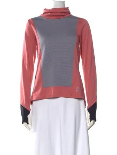 Pre-owned On Striped Turtleneck Sweater In Pink