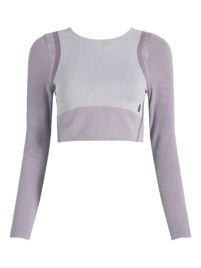 On Studio Knitted Lg-sleeve Crop Top In Purple