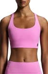 On Studio Recycled Sports Bra In Raspberry