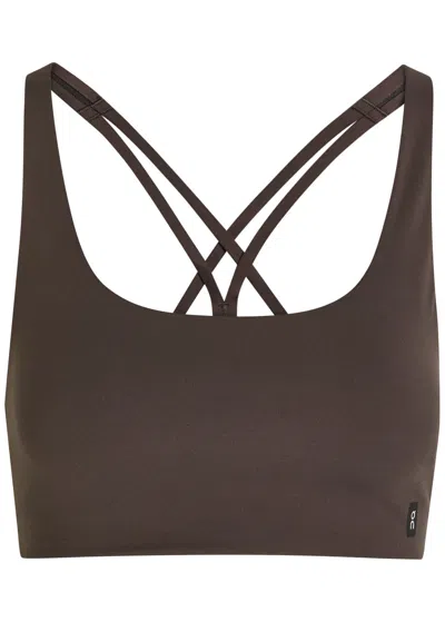 On Studio Stretch-jersey Bra Top In Brown