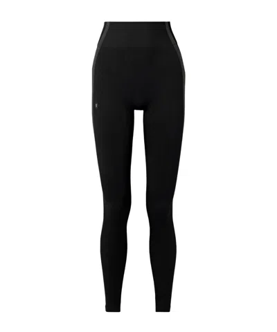 On Studio Striped Ribbed Stretch Recycled Leggings In Black