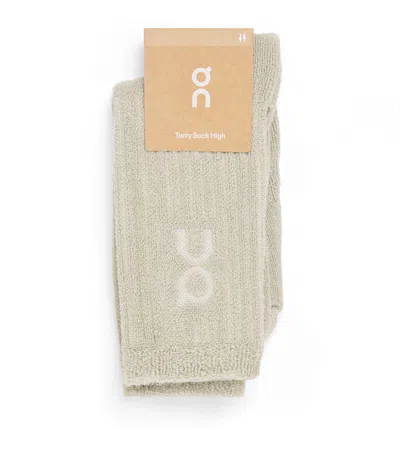 On Terry High-cut Socks In Beige