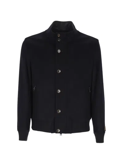 On The Bund Button-up Bomber Jacket In Blue