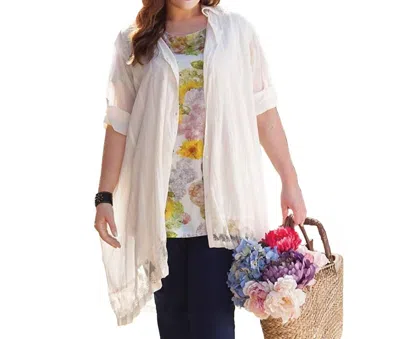 On The Plus Side 3/4 Sleeve Duster - Plus Size In Cream In White