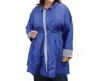 On The Plus Side Adjustable Cinch Waist Raincoat With Removable Hood - Plus Size In Royal Blue In Blue