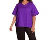 On The Plus Side Ameli Cotton Short Sleeve V-neck Top - Plus In Acai In Multi