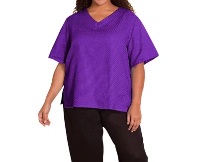 On The Plus Side Ameli Cotton Short Sleeve V-neck Top - Plus In Acai In Multi