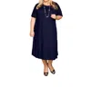 On The Plus Side Belle Rayon Plus Size Dress In Blueberry In Blue