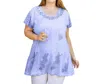 On The Plus Side Brin Short Sleeve Chambray Tunic - Plus In Lilac In Blue