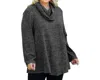 On The Plus Side Brushed Hacci Cowl Long Sleeve Tunic - Plus In Heathered Black In Multi