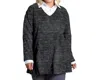 On The Plus Side Brushed Hacci Hampton Long Sleeve Tunic - Plus In Black Grey Heather In Black