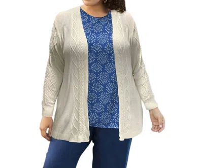 On The Plus Side Cable Duster Cardigan - Plus In Cream