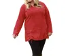 On The Plus Side Channel Islands Chenille Long Sleeve Rayanne Sweater - Plus In Saffron Red In Multi