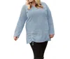 On The Plus Side Channel Islands Chenille Long Sleeve Rayanne Sweater - Plus In Sanjuan Blue In Multi