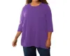 On The Plus Side Cotton 3/4 Sleeve U-neck Tee - Plus In Acai In Multi