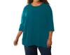 On The Plus Side Jersey Mock Turtleneck Long Sleeve Top - Plus In Deep Sea In Blue