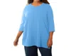 On The Plus Side Cotton 3/4 Sleeve U-neck Tee - Plus In Vista In Multi