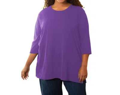 On The Plus Side Cotton 3/4 Sleeve U-neck Tee - Plus In Acai In Purple