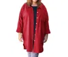 On The Plus Side Cotton Collar Long Sleeve Kendall Shirt - Plus In Ruby In Pink