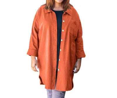 On The Plus Side Cotton Collar Long Sleeve Kendall Shirt - Plus In Autumn Glaze In Orange