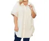 On The Plus Side Cotton Collar Short Sleeve Kendall Tunic - Plus In Arctic White In Multi