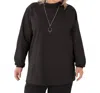 On The Plus Side Cotton Jersey Mock Turtleneck Long Sleeve Top - Plus Size In Otps Black In Black