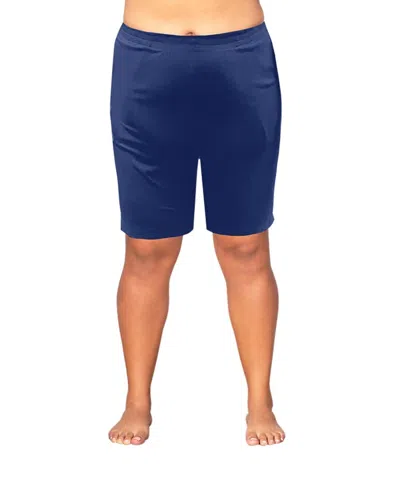 On The Plus Side Cotton Jersey Shorts - Plus In Navy In Blue